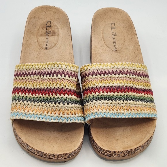 CL by Laundry Women's Raffia Slide Sandals, Colorful Woven Slip On, Casual - Picture 1 of 10